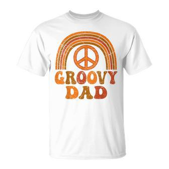 Mens Groovy Dad 70S Aesthetic Nostalgia 1970S Retro Dad Hippie T-Shirt - Seseable