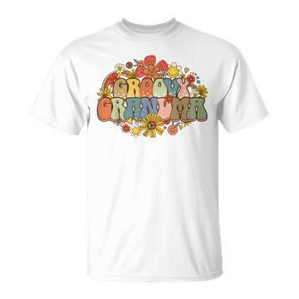 Groovy Grandma Vintage Colorful Flowers Design Grandmother Unisex T-Shirt | Mazezy