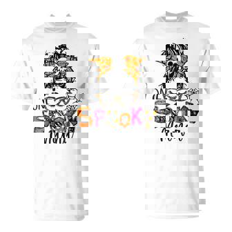 Groovy One Spooky Mama Messy Bun Witch Mom Halloween V4 T-shirt - Thegiftio
