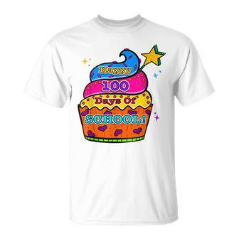 Happy 100 Days Of School Cute Cupcake For Kid Man Woman T-Shirt - Seseable