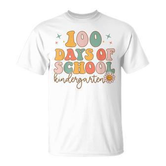 Happy 100 Days Of School Kindergarten Smarter Groovy Retro T-shirt - Thegiftio UK