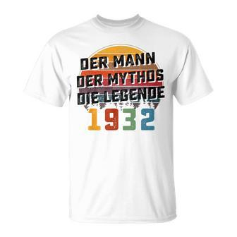 Herren Vintage Der Mann Mythos Die Legende 1932 91 Geburtstag T-Shirt - Seseable