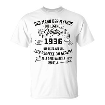 Herren Vintage Der Mann Mythos Die Legende 1936 87 Geburtstag T-Shirt - Seseable