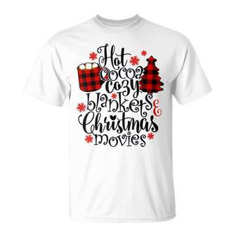 Hot Cocoa Cozy Blankets Christmas Movie Buffalo Plaid Lover T-shirt - Thegiftio UK