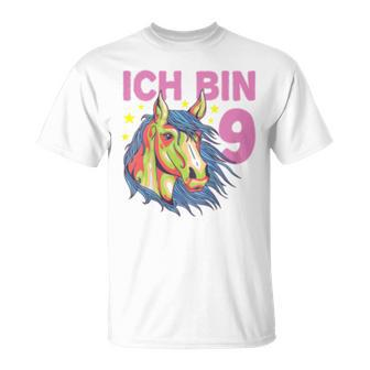 Ich Bin 9 Jahre Pferd T-Shirt, Pony Motiv für 9. Geburtstag Mädchen - Seseable