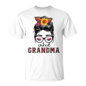 Inked Grandma Messy Bun Mom Life Leopard Mom Unisex T-Shirt