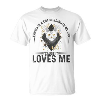 Karma Is A Cat Purring In My Lap Tarot Card Abyssinian Cat Unisex T-Shirt | Mazezy