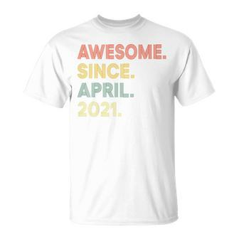 Kids 2 Year Old Awesome Since April 2021 2Nd Birthday Unisex T-Shirt | Mazezy