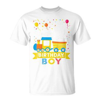 Kids 2 Year Old Birthday Boy Train 2Nd Birthday Boy Unisex T-Shirt | Mazezy