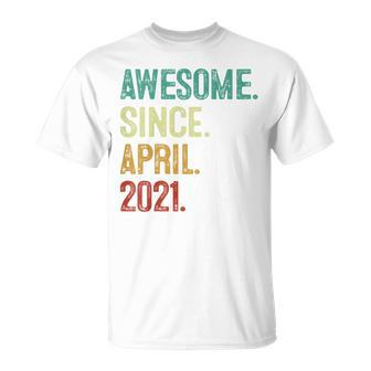 Kids 2 Years Old Awesome Since April 2021 2Nd Birthday Unisex T-Shirt | Mazezy