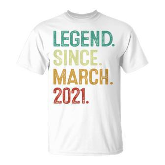 Kids 2 Years Old Legend Since March 2021 2Nd Birthday Unisex T-Shirt | Mazezy