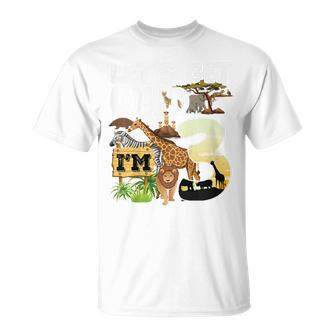 Kids 3 Year Old Zoo Birthday Safari Jungle Animal 3Rd B-Day Unisex T-Shirt | Mazezy