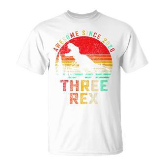 Kids 3 Years Old Boy Three Rex 3Rd Birthday Third Dinosaur T-Shirt - Seseable