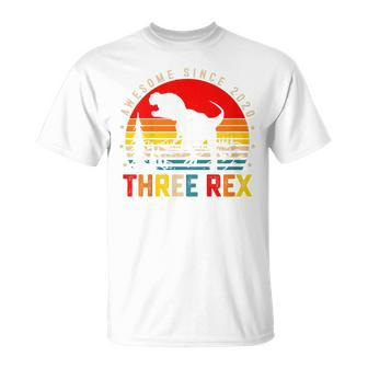 Kids 3 Years Old Three Rex 3Rd Birthday Boy Third Dinosaur T-Shirt - Seseable