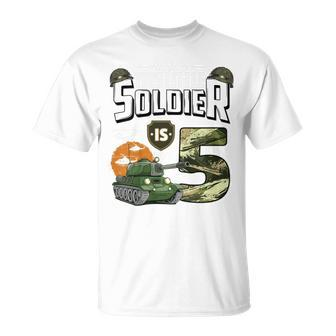 Kids 5 Year Old Soldier 5Th Birthday Military Themed Camo Boys T-Shirt - Seseable