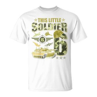 Kids 6 Year Old Soldier 6Th Birthday Military Themed Camo Boys T-Shirt - Seseable