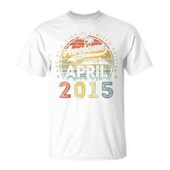 Kids 8 Year Old Awesome Since April 2015 8Th Birthday Unisex T-Shirt | Mazezy