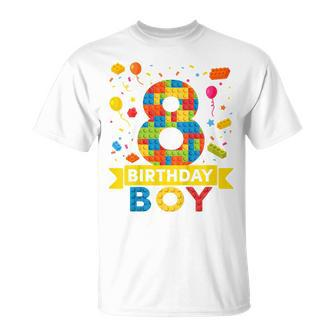 Kids 8 Year Old Building Blocks 8Th Birthday Boy Unisex T-Shirt | Mazezy UK