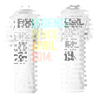 Kids 9 Years Old Legend Since April 2014 9Th Birthday Unisex T-Shirt | Mazezy