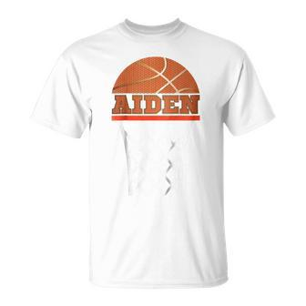 Kids Basketball Apparels | Boy Custom Name Aiden Youth T Unisex T-Shirt | Mazezy