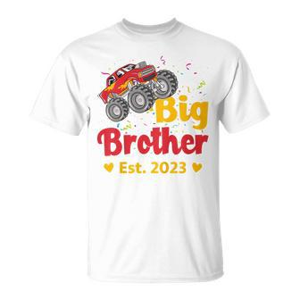 Kids Big Brother Est 2023 Monster Truck Baby Announcement Unisex T-Shirt | Mazezy