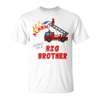 Kids Im A Big Brother And Fire Fighter With Fire Truck T-Shirt - Seseable
