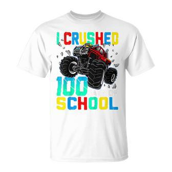 Kids I Crushed 100 Days Of School Monster Truck 100Th Day Boys T-Shirt - Seseable