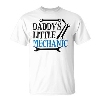 Kids Daddys Little Mechanic Son Gift Mechanic Baby Boy Outfit Unisex T-Shirt | Mazezy