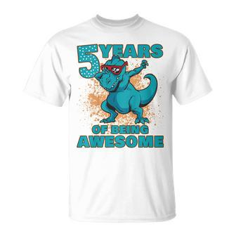 Kids Dinosaur Birthday 5 Year Old Boy | Birthday Boy Unisex T-Shirt | Mazezy