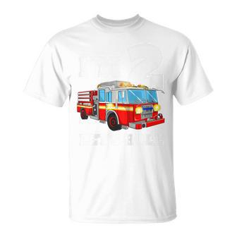 Kids Fire Truck 2Nd Birthday Boy 2 Year Old Toddler Firefighter T-Shirt - Seseable
