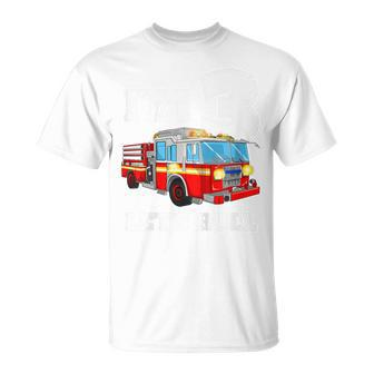 Kids Fire Truck 3Rd Birthday Boy 3 Year Old Three Firefighter T-Shirt - Seseable