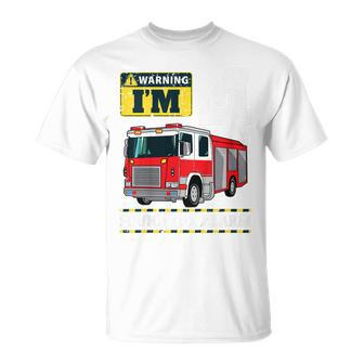 Kids Fire Truck 4 Year Old Firefighter 4Th Birthday Boy Toddler T-Shirt - Seseable