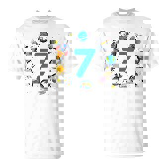 Kids Funny Space Planet Astronaut Birthday Boy 7 Unisex T-Shirt | Mazezy