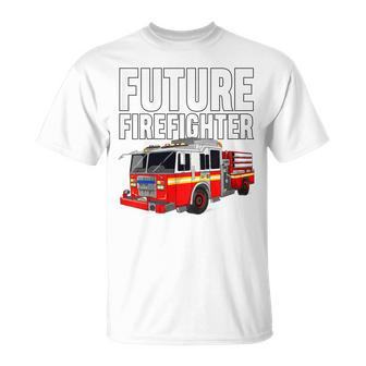 Kids Future Firefighter Fire Truck Theme Birthday Boy Toddler T-Shirt - Seseable