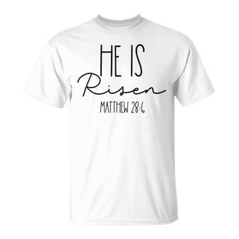 Kids He Is Risen Baby Outfit Easter Toddler Boys Little Girls Unisex T-Shirt | Mazezy