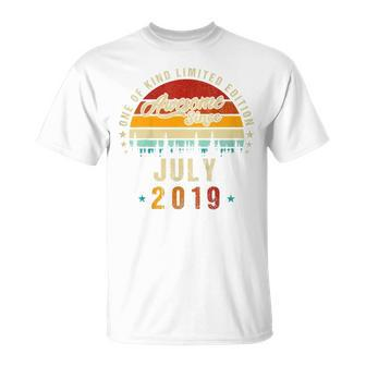 Kids Vintage 4Th Birthday Awesome Since July 2019 Epic Legend Unisex T-Shirt - Seseable