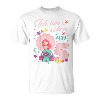 Kinder 5. Geburtstag Meerjungfrau T-Shirt, Mitgebsel für 5-jährige Mädchen - Seseable