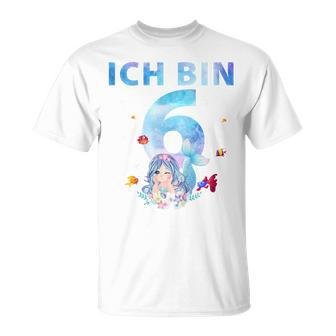Kinder 6. Geburtstag Meerjungfrau T-Shirt, Geschenk für 6-jähriges Mädchen - Seseable