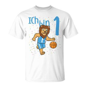 Kinder Erster 1 Geburtstag Löwe Basketball Ich Bin Eins 1 T-Shirt - Seseable