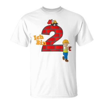 Kinder Geburtstags 2 Jahre Junge Bagger Baumeister T-Shirt - Seseable