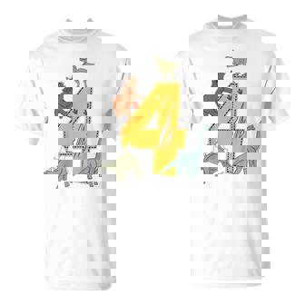 Kinder Geburtstags 4 Jahre Junge Dinosaurier Dino T-Shirt - Seseable