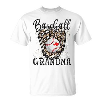 Leopard Baseball Grandma Baseball Lover Mothers Day Unisex T-Shirt | Mazezy