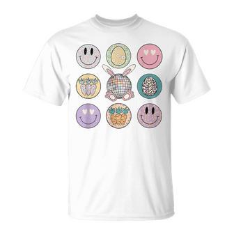 Leopard Easter Bunny Smile Face Disco Retro Groovy Unisex T-Shirt | Mazezy