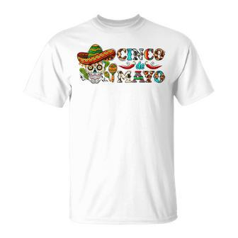 Lets Fiesta Sugar Skull Cinco De Mayo Skull Mexican Party Unisex T-Shirt | Mazezy