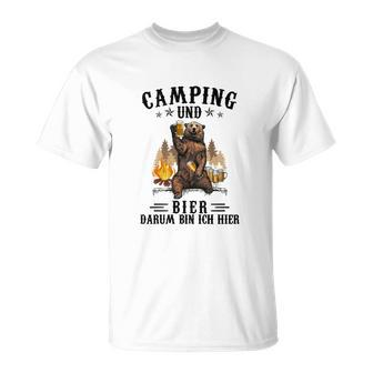 Lustiges Camping und Bier T-Shirt Darum bin ich hier für Herren - Seseable