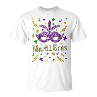 Mardi Gras 2020 Womens Girls Mask Beads New Orleans Party T-Shirt - Seseable