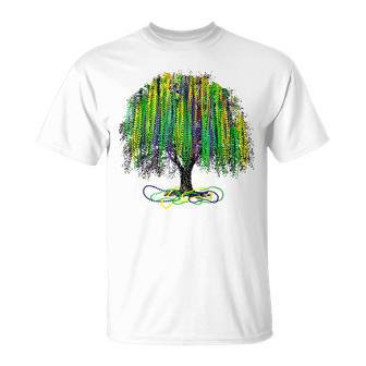 Mardi Gras Watercolor Mardi Gras Bead Tree Party Costume T-Shirt - Seseable