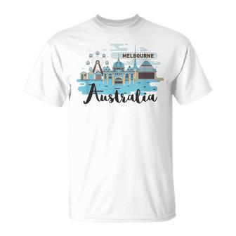 Melbourne Australia City Skyline Aussie T-shirt - Seseable