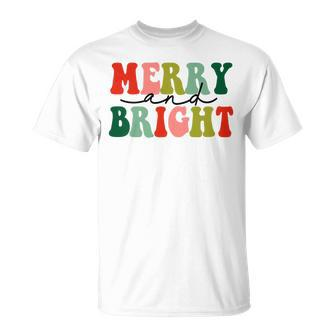 Womens Merry And Bright Christmas Women Girls Kids Toddlers Cute T-shirt - Seseable