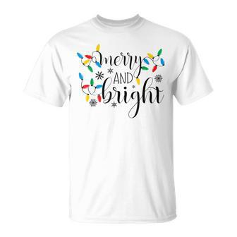 Merry And Bright Christmas Lights Cute Graphic T-shirt - Thegiftio UK